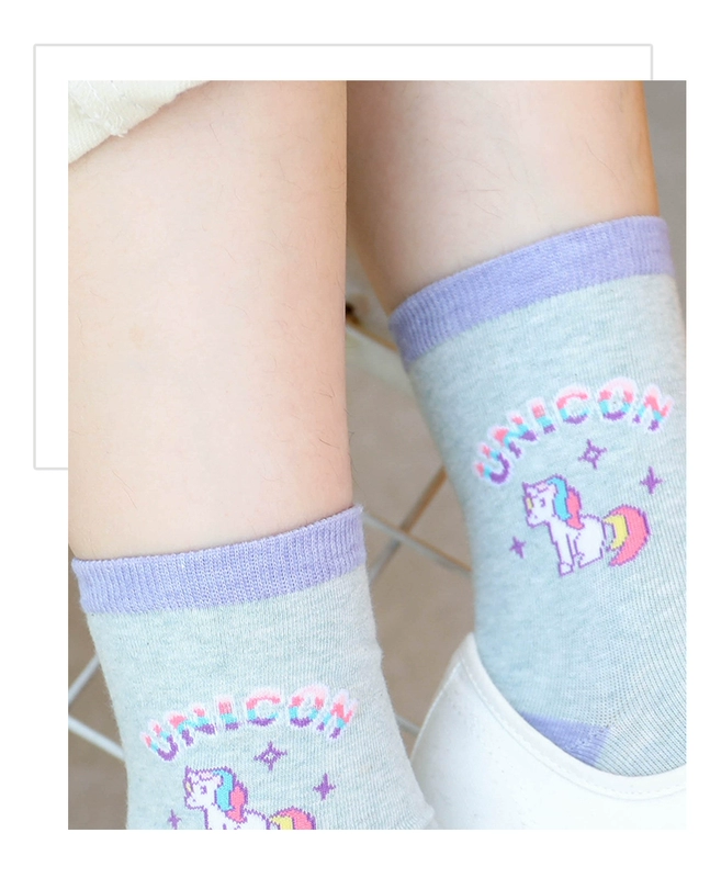 Rex thỏ Hàn Quốc nhập khẩu vớ đích thực mùa hè cotton unicorn màu rắn phim hoạt hình vớ nữ ladies vớ trong vớ bán vớ các loại