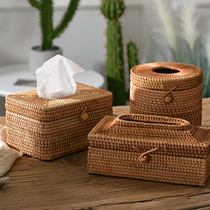 Rattan Woven Multipurpose Paper Towel Box Living Room Creative Fields Garden Dining Towel Box Home Hotel Car With Brief Drawing Paper Box