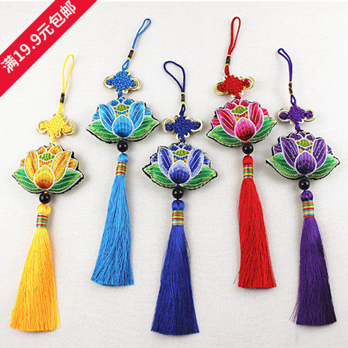 Dragon Boat Festival new Tibetan characteristic sachet sachet pendant three-dimensional embroidery Lotus Lotus Car carry-on pendant