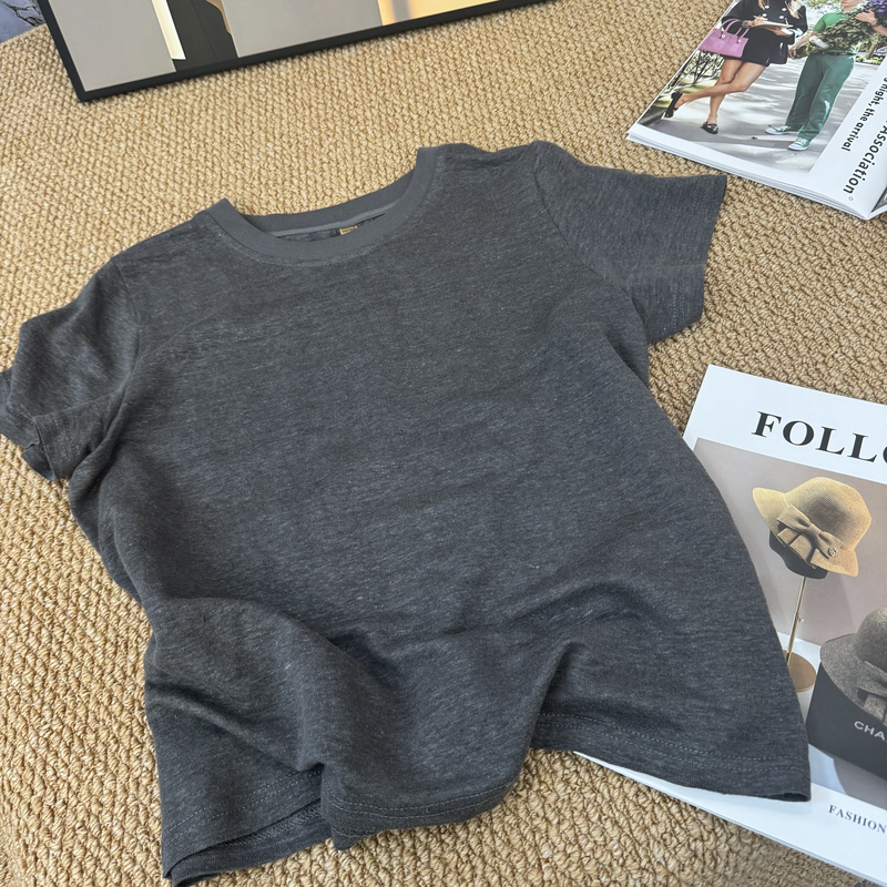 Spring 2025 New Style Pure Hemp Vest for Women, Loose, Casual, Versatile, Short-Sleeved Knit Top, Cool and Non-Sticky