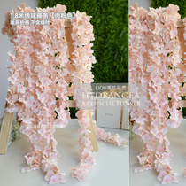 Simulation wisteria flower wedding hydrangea head rattan banquet wall hanging ceiling decoration fake Teng vine bunch flowers long bean flower strips