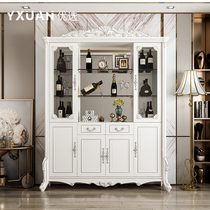 European style carved wine cabinet dining room living room partition cabinet household decoration cabinet door hall cabinet four door drawing silver locker