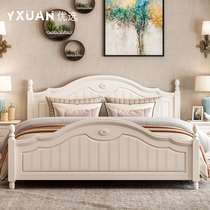Bed Korean bed pastoral style bed modern simple solid wood bed 1 8 m European bed double bed master bedroom marriage
