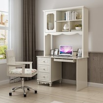 Korean-style right angle desk bookshelf combination solid wood home computer desk integrated table student bedroom storage rack