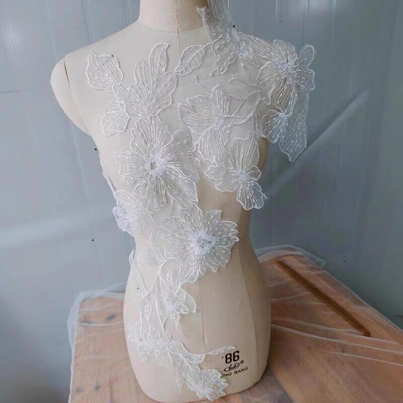 Feiluo Water-Soluble Lace Sequin Floral Applique Wedding Dress Clothing Fabric Patch Accessories Flat Embroidery Plant Flowers Feiluo Water-Soluble Lace Sequin Floral Applique Wedding Dress Clothing Fabric Patch Accessories Flat Embroidery Plant Flowers