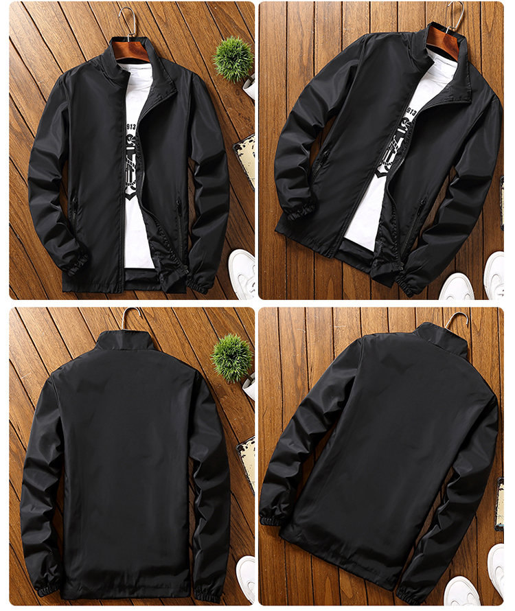 Tự làm quần áo công sở 2018 xuân hè nam nữ áo khoác mỏng áo khoác XL đứng cổ áo in hoa văn thêu logo bomber nam