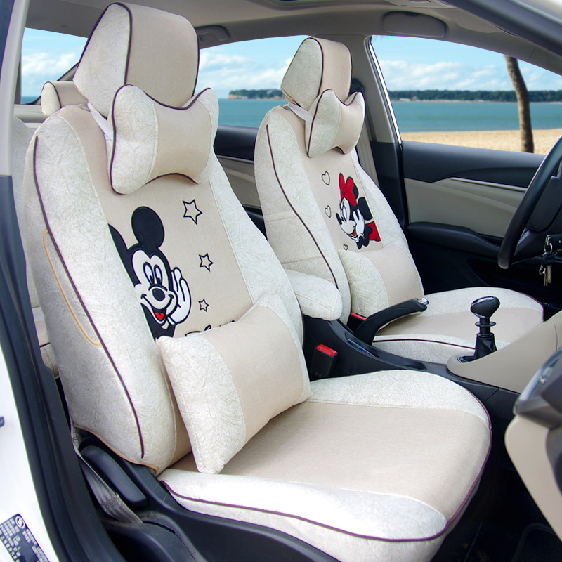 Great Wall L' Orra Black Cat Seat White Cat Small Wildcat Car Seat Cover Full Bag Linen Art Cartoon Car Cushion