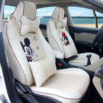 Great Wall Euler black cat R1 seat cover white cat R2 car seat cover all-inclusive linen cartoon female cushion fabric net red