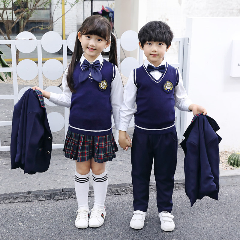 Children's school uniform Autumn suit College style Primary school students British style Autumn class clothes Kindergarten garden clothes High-end customization