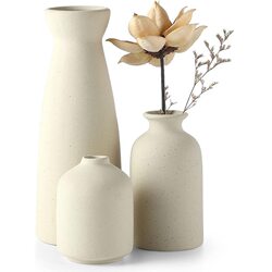 Modern Minimalist Three-Piece Ceramic Vase Set | Ceramic Vase Flower Arrangement Decoration | A Must-Have for the Living Room at Home
