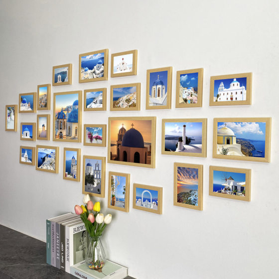 No-Drill Photo Wall Decoration for Living Room, Creative Combination of Photo Frames, Wall-Mounted Photo Wall, Photo Album Frame Display Wall