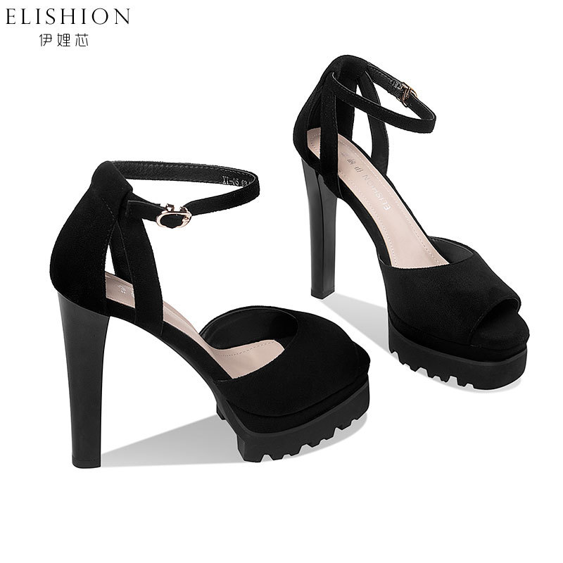 Yili Xin-Shaped High-Heeled Shoes for Women, Chunky Heel, Waterproof Platform, Etiquette Model Runway Walking High Heels, Ultra-High Heel Sandals