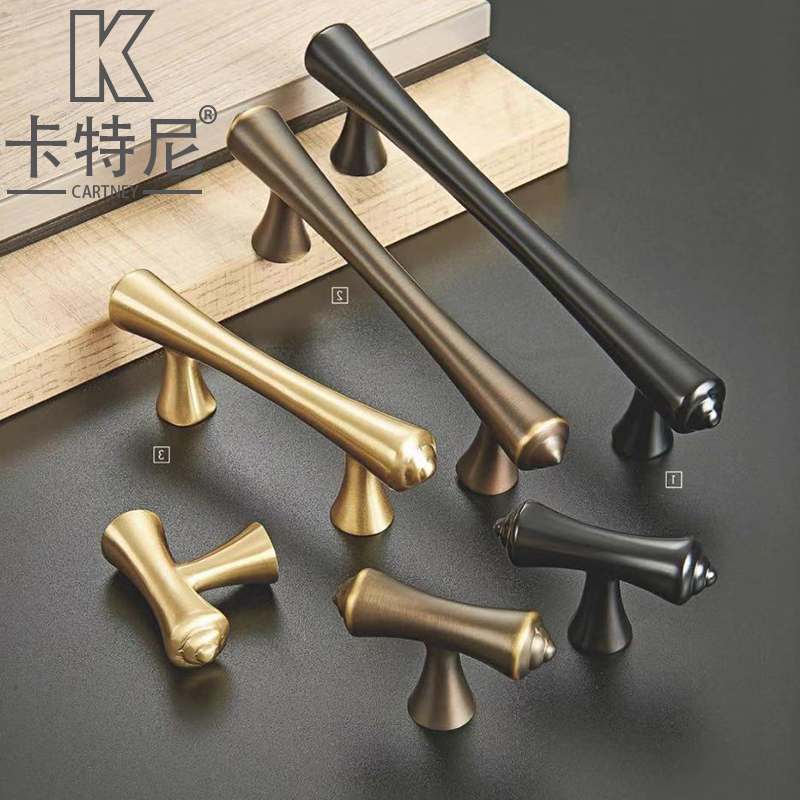 Cartney solid full copper cabinet door handle modern minimalist pure copper wardrobe handle drawer overall cupboard door handle Nordic