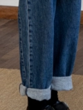 Оригинальные приталенные хлопковые джинсы с начесом, штаны, свободный прямой крой, 2 цветов