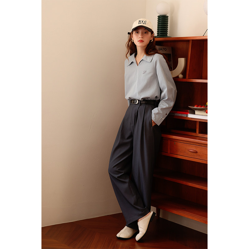 Deer and Birds Cream Gray Commuter Straight Casual Suit Pants (Industrial Age) 4526