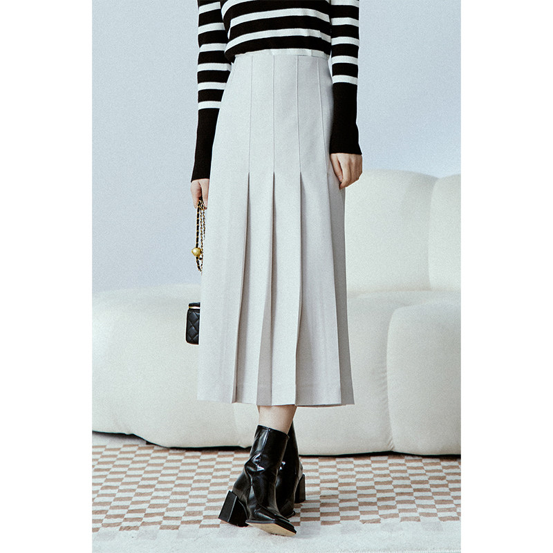 Deer and Bird high-definition draped anti-wrinkle material asymmetrical pleated skirt (street lamp dinner) 4189