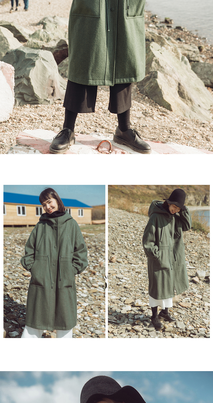Deer và bay birds gốc retro trùm đầu dây kéo dài cộng với nhung áo len coat 1453 C áo mangto nữ
