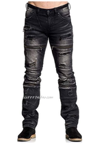 19508 Affliction Men Embroidered Bits Jeans Do Old Motorcycle Pants USA