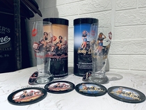 21409 Magic Locomotive Harley Collection Set Beer High Football Glass Cup Mat