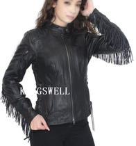 171215 Devil Harley Lady tassel leather embroidered leather clothing US purchase