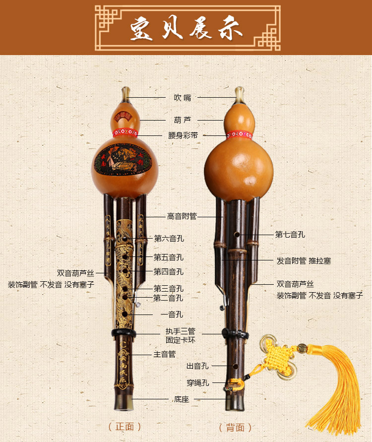 Tự nhiên Zizhu hai giai điệu biểu diễn cucurbit lụa C xuống B giai điệu trẻ em mới bắt đầu người lớn nhạc cụ quốc gia Vân Nam Daquan đàn nguyệt cầm