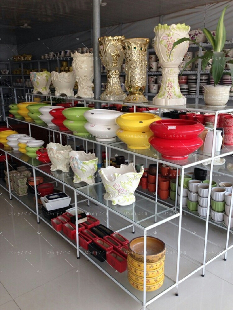 Simple 100 smaller square tube shelves Ceramic Craft Goods Shelving Florist Flowers Potted dry Flower Show Shelf Trapezoidal Shelves