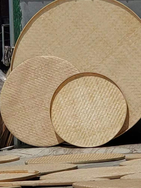 Handmade Bamboo Woven Round Tray Without Holes, Decorative Bamboo Basket, Round Tray for Drying, Painting, and Decoration, Bamboo Products, Bamboo Basket