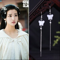 Purple earring retro general on the upper cousin with ear hook long tassel temperament earrings ancient style no