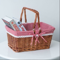 Picnic basket ins rattan fruit basket portable basket bamboo basket bamboo basket wicker storage basket snack basket egg basket
