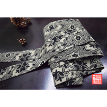 Retro Literature and Art Daily Joker Hanfu belt handmade cotton double-sided can wear mens and womens waist girdle ancient wind Black