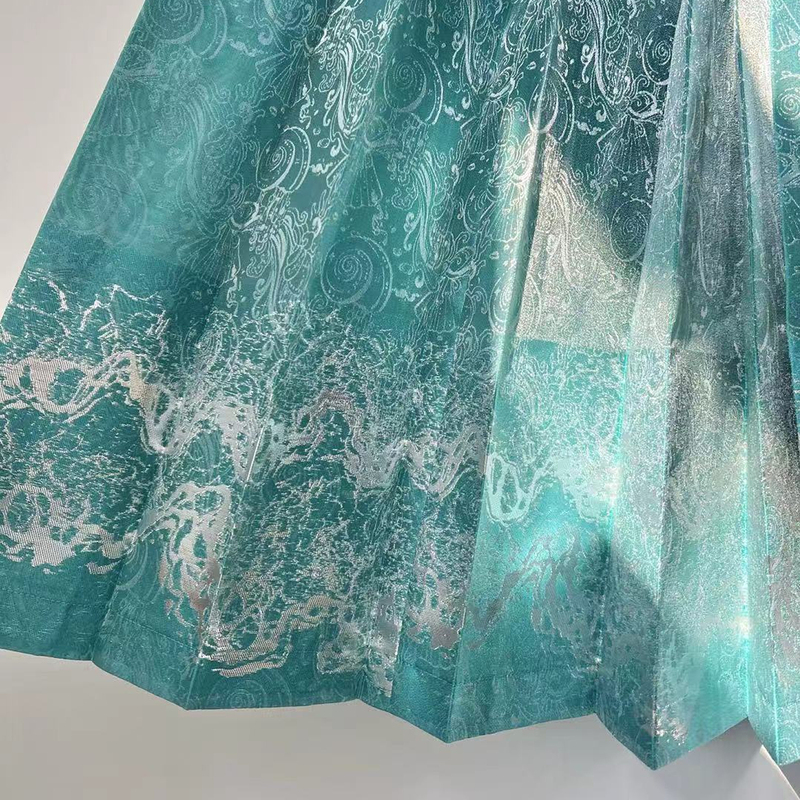 Hua Jin Fu Original Hanfu|Ming-Style Dark-Patterned Glittering Gauze Single-Color Wave-Patterned Horse-Face Skirt, Ming-Style Spring and Autumn Version Hua Jin Fu Original Hanfu|Ming-Style Dark-Patterned Glittering Gauze Single-Color Wave-Patterned Horse-Face Skirt, Ming-Style Spring and Autumn Version