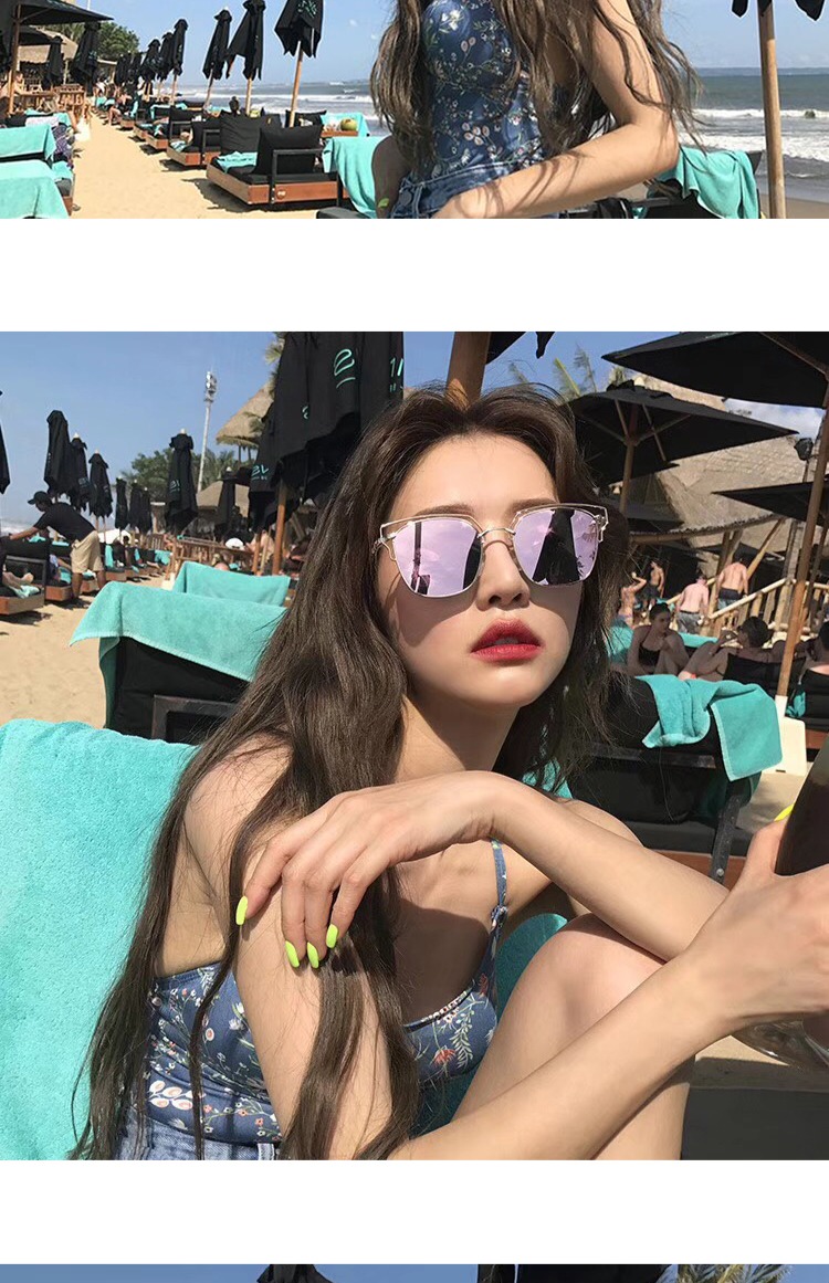 Kính râm Hàn Quốc màu đỏ nữ phiên bản Hàn Quốc của thủy triều 2018 mới ra mắt gió retro phong cách kính râm mặt tròn tròng kính