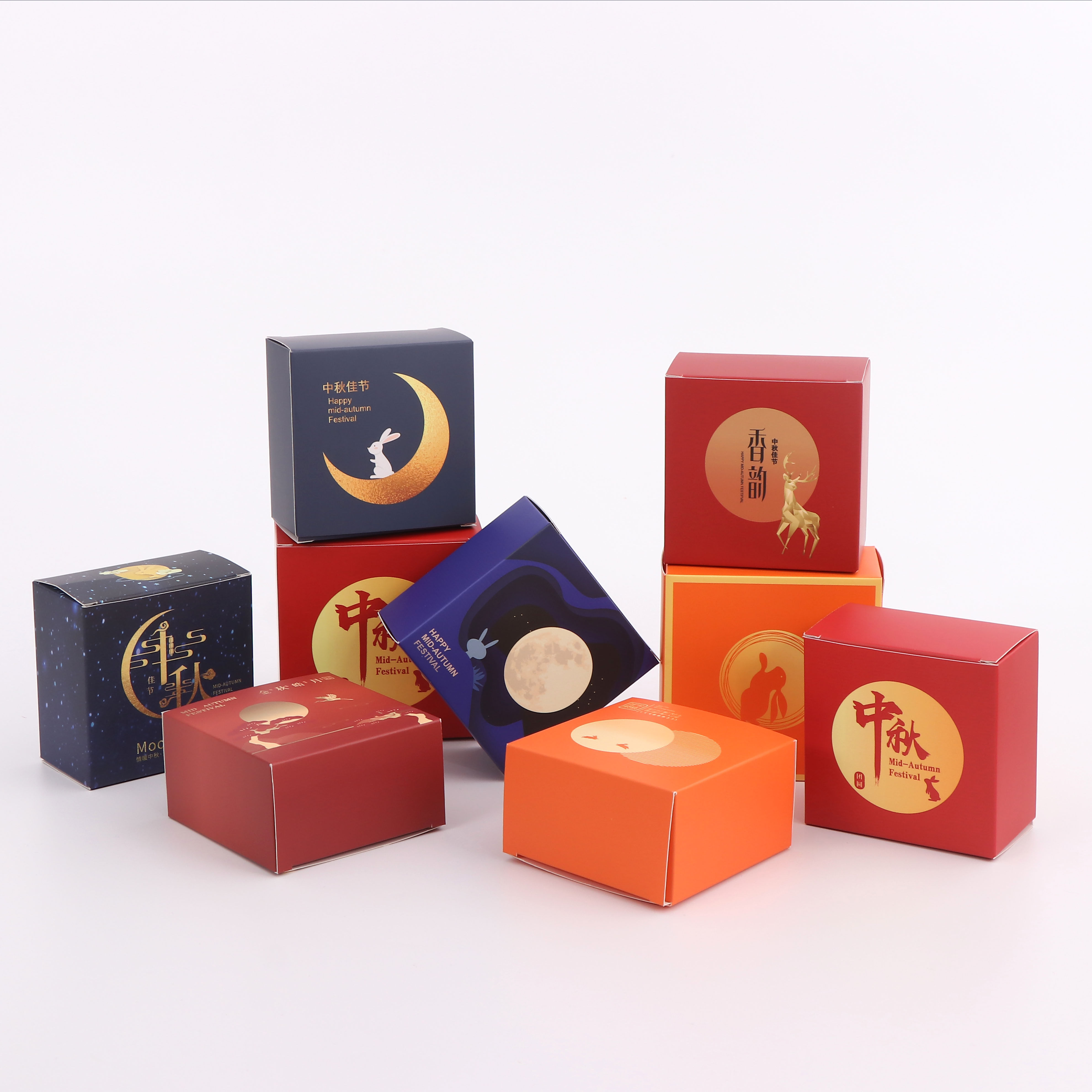 картон 50个价月饼小盒子单个内盒包装盒中秋茶饼独立礼盒单颗小方纸盒