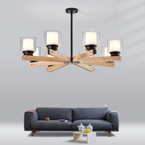 Nordic chandelier Wood living room bedroom atmospheric dining room glass modern simple Japanese home Hall lamps