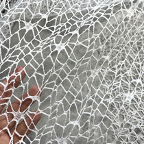 White Spray Silver Shiny Soft Mesh Mesh Yarn Wedding Dress Dress Fabric Designer Fabric Large Mesh Creamy Mesh