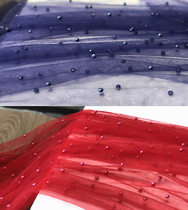 Large Red Blue Pearl Mesh Yarn Transparent Nail Pearl Yarn Background Scene Placement Wedding Dresses Designer Fabric Fabrics