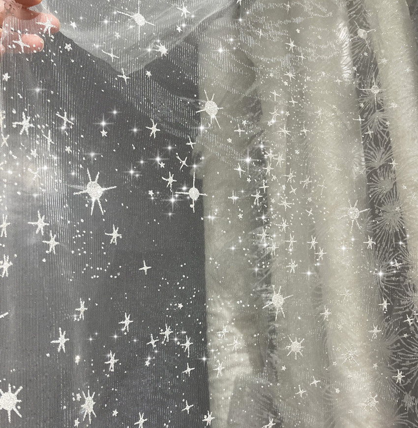 New Korean-style meteor sequins scene layout mesh fabric wedding dress star sparkling fabric fabric