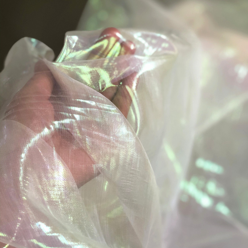 Designer Fabric Dream Laser Symphony Organza Colorful Dress Wedding Background Gradient Perspective Mesh Fabric