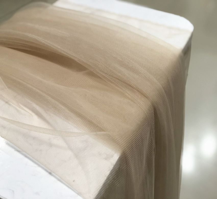 Advanced milk tea color khaki brown soft mesh transparent photo background mesh wedding dress skirt fabric fabric