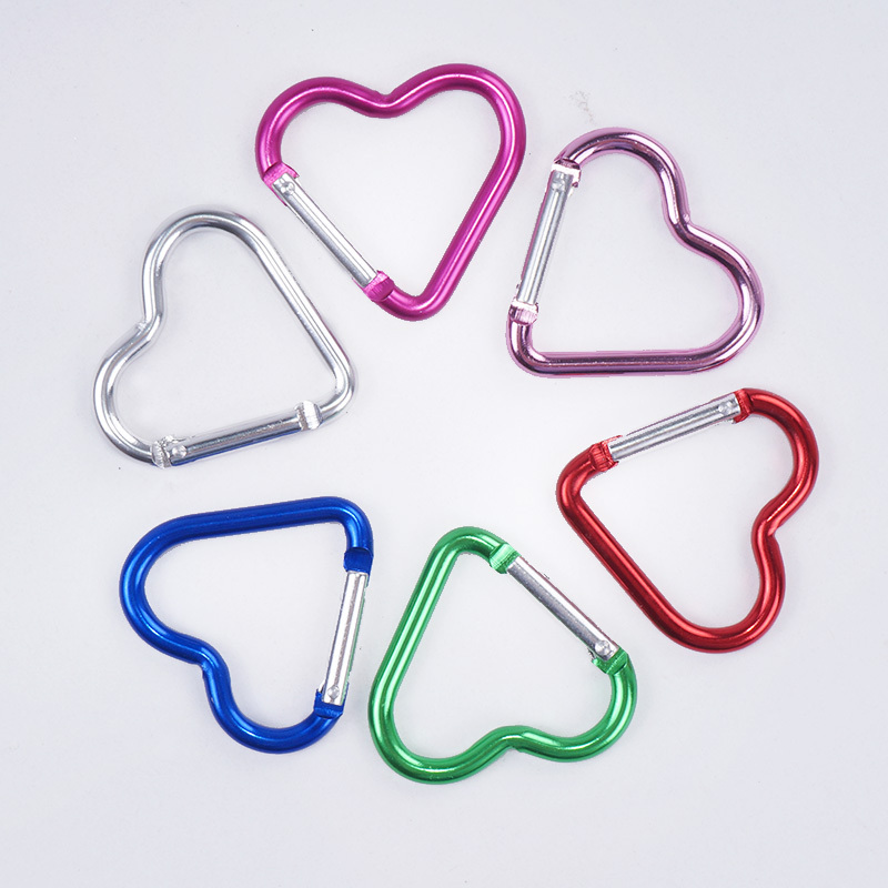Heart-Shaped Colorful Backpack Keychain Aluminum Alloy Heart-Shaped Hanging Buckle Accessory Outdoor Small Carabiner