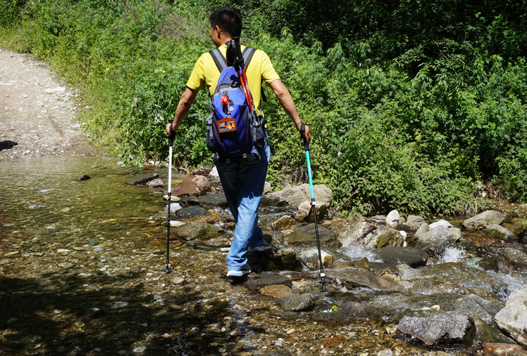 Trekking cực khóa 3 gậy gấp ngoài trời 7075 kính thiên văn siêu nhẹ leo đi bộ xSF3imDKU3 gậy kéo dài đa năng