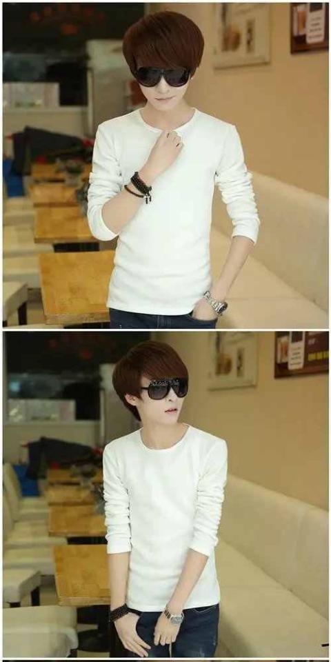 Mùa thu và mùa đông cộng với nhung dày nam cổ chữ V dài tay áo thun nam cơ thể ấm áp đồ lót màu rắn đáy quần áo nam mùa thu áo thun thể thao nam