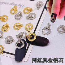Nail alloy decorations Net red pop fast hand shake sound letter circle zircon nail real gold stickers