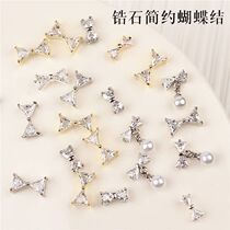 Net Red Hot Sell Medecor Metal Decorations 2 Nail Pendant Water Drill Zircon Alloy Butterfly Knot Bridal Bridal