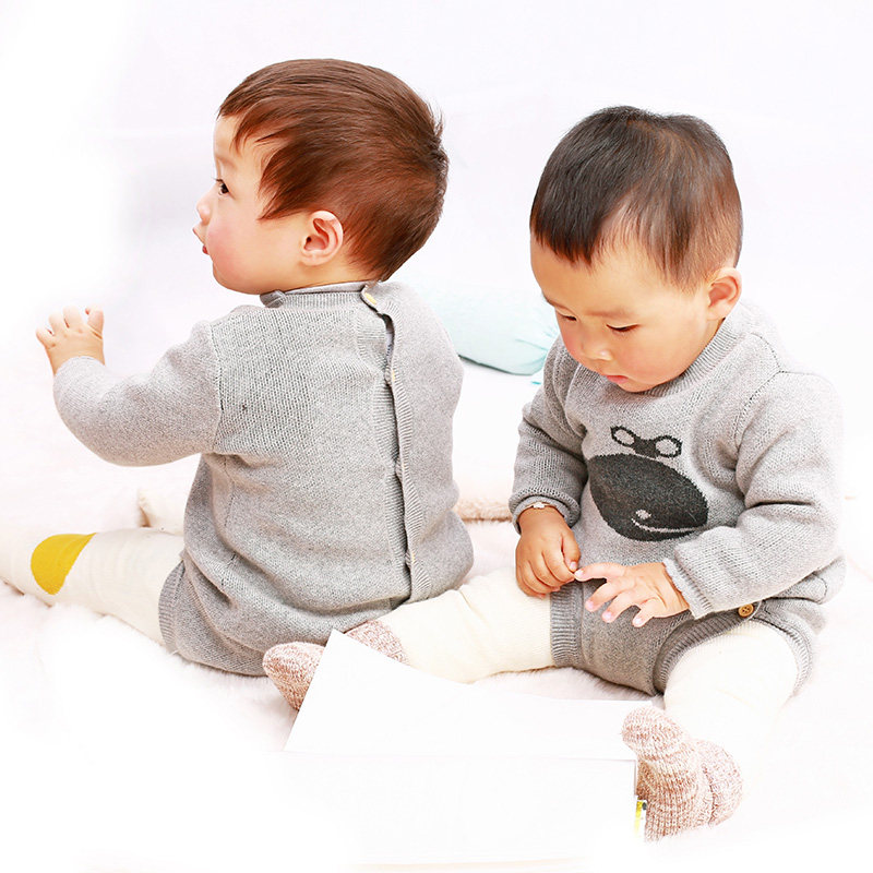 Baby baby boys and girls cotton knitted sweater children's sweater set newborn sanitary clothes two-piece spring and autumn comfortable