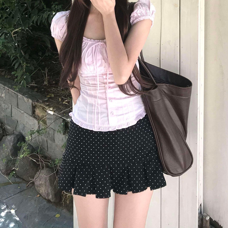 Korean-Style Pure Desire Pink Bow-Tie Waist-Cinching Lace Shirt for Women, Suitable for Spring and Summer, Casual Slim-Fit Outerwear or Inner Wear Top