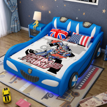 Creative car childrens bed boy with fence cartoon wardrobe Desk combination suit Female storage baby single person
