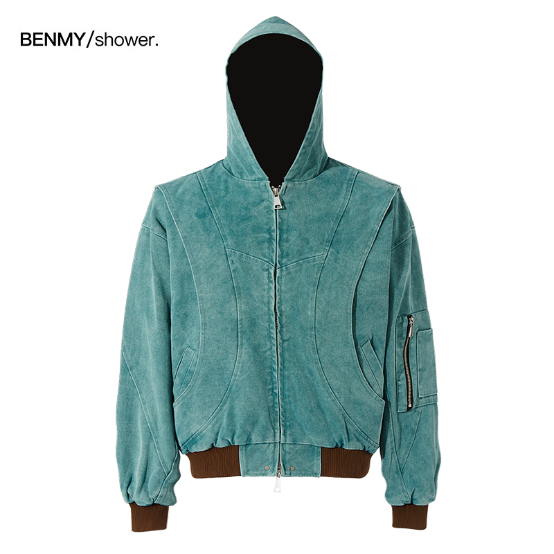Benmyshower Spring and Autumn National Trend American High Street Retro Detroit Jacket Trendy Brand Hooded Coat for Men and Women