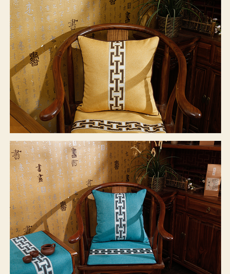 Trung Quốc lanh đệm ghế ăn đệm tính năng thêu ghế sofa gỗ gụ chính thức đệm ghế Trung Quốc phong cách bốn mùa cổ điển tròn pad ghế đệm ngồi bệt