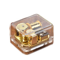 Transparent gilded clockwork core acrylic square music box idea to give gift eight soundbox home pendulum